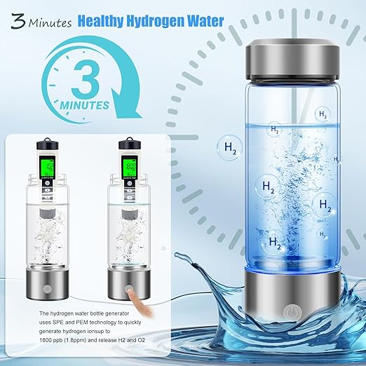 Hydrogen Water Bottle 2024,Hydrogen Water Bottle Generator Echo Go Water Ionizer, Portable Rechargeable 3 Min Quick Electrolysis,Suitable for Home,Office,Travel,Exercise,Gift,Daily Use