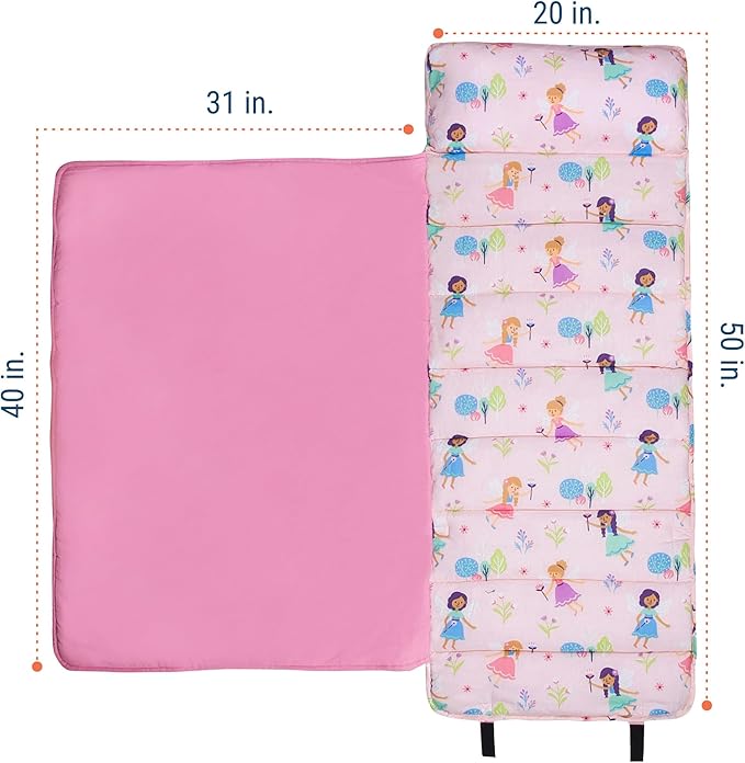 Wildkin Original Nap Mat with Reusable Pillow for Boys & Girls, Ideal for Sleepovers, Equipped with Hook & Loop Fastener, Made from Cotton Blend Materials - Nap Mat for Kids