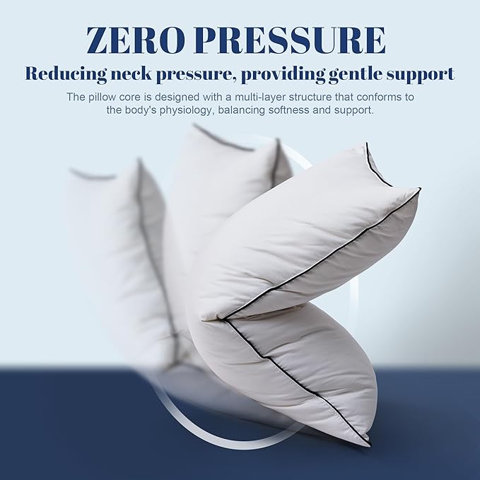 Goose Down Pillows King Size Set of 2, Luxury Hotel Collection Bed Pillow 2 Pack, Airyfil™ Powered Fillings & Feather Pillow,Soft Fluffy for Side, Back, Stomach Sleepers 20"x36"