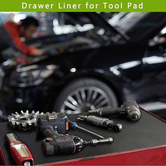 HooTown Shelf Liner Kitchen Cabinet Drawer Mats 23.6 Inch Wide x 6.5 Feet Long, Non Slip EVA Plastic Water Resistant Pad for Bathroom Drawers, Shoe Shelves, Under Sink, Black