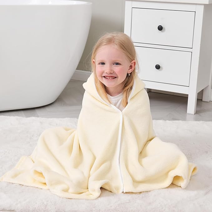Hiturbo Kids Animal Hooded Towel: Soft Plush Fleece Blanket - 50"x30" Swim Cover Up - Pool Beach Bath Towel Wrap for 3-12 Yrs (Ivory Panda)