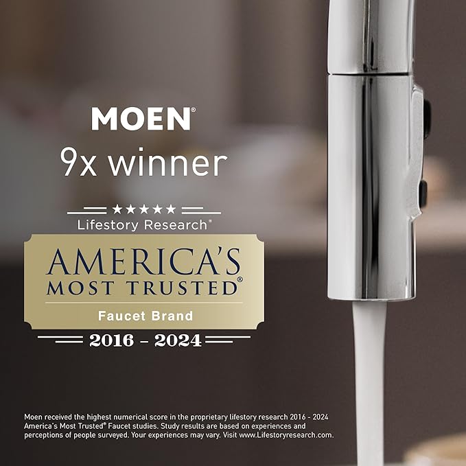 Moen Haelyn Chrome Single-Handle Pull-Down Sprayer Kitchen Faucet Featuring Power Boost for a Faster Clean, Soap Dispenser Included, 87627