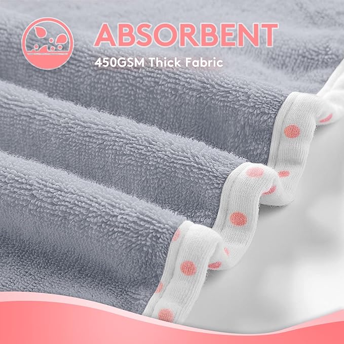 Hooded Towel for Kids 100% Cotton Ultra Soft with Unique Animal Design Large for Infants 3-10 Years (Elephant)