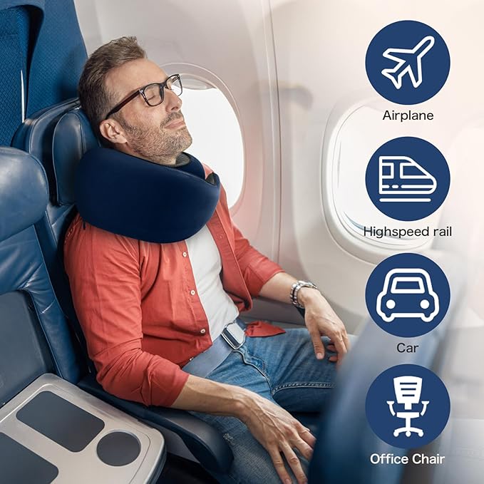 2024 New Memory Foam Travel Neck Pillow for Airplanes,Ultimate Comfort and Support, Ideal for Airplane and Car Travel ,Compact, Convenient, and Versatile Airplane Sleeping Pillow.