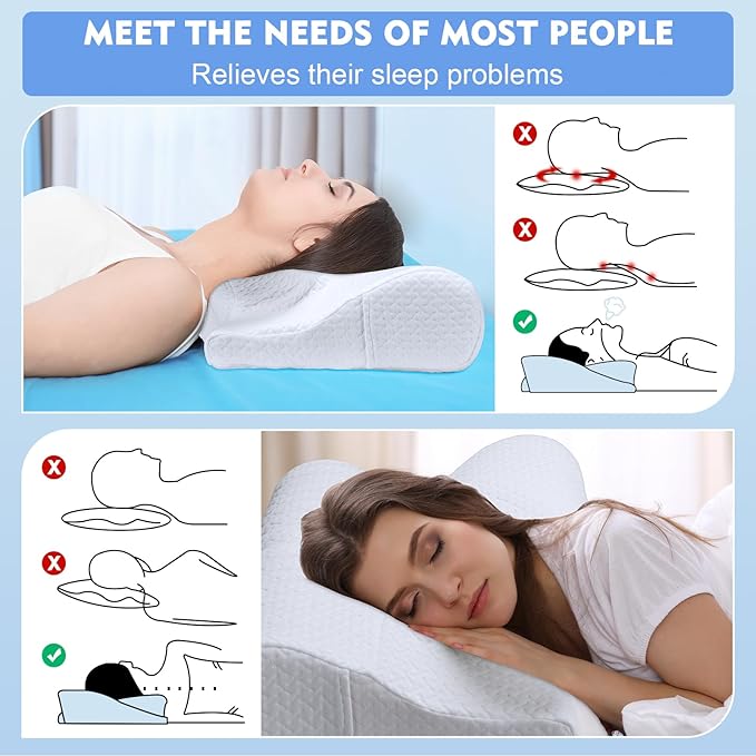 Neck Pillow, Neck & Cervical Pillows for Neck Support, Adjustable Cervical Neck Pillow for Sleeping, Memory Foam Side Sleeper Cervical Pillow for Bed