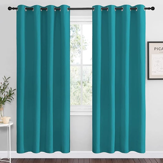 NICETOWN Room Darkening Curtains 78 inch Length 2 Panels, Thermal Insulated Grommet Blackout Curtains for Modern Casual Elegant Bedroom Kids Room Theme Decoration (Peacock Teal, 2 Pieces, W55)
