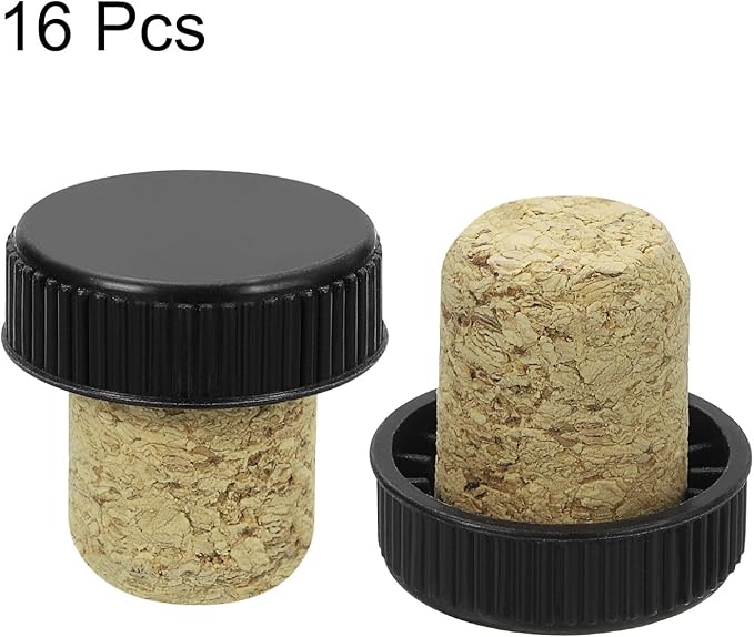 uxcell 16Pcs T-shaped Stoppers, 0.75inch Diameter Cork Wine Stopper Reusable Wine Bottle Corks Sealing Plug for Wine Beer Beverage Bottle Crafts, Black
