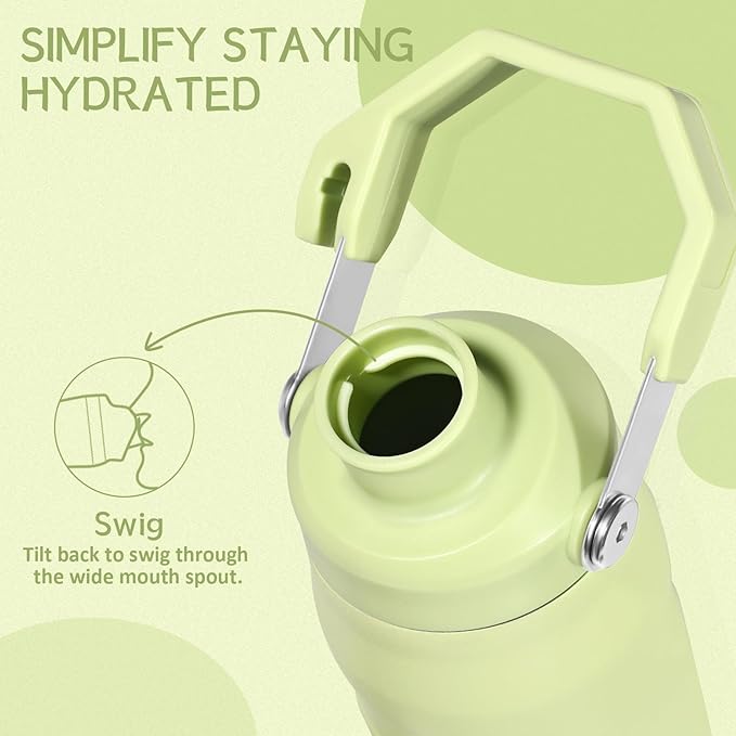 Water Bottle 24 OZ Angled Spout Lid Lightweight & Leakproof for Travel & Sports Insulated Stainless Steel BPA-Free (Blue, 24oz)