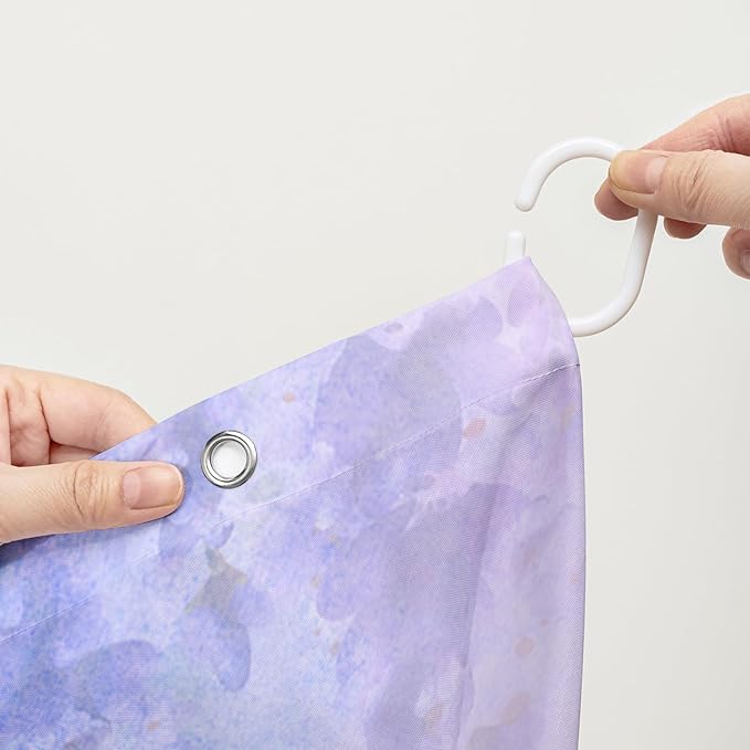 AILONEN Watercolor Dolphin Shower Curtain, Cute Dolphin Lavender Flower Bath Curtain,Modern Minimalist Purple Waterproof Fabric Shower Curtain Set with Hooks 72" W*78" H