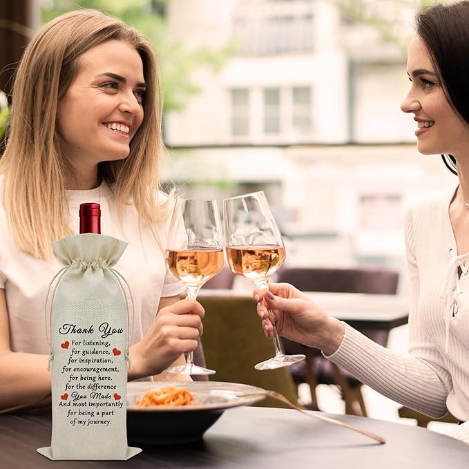 Thank You Gifts for Women Men and Friends Wine Bag Teacher Appreciation Gifts for Her Him Inspirational Goodbye Farewell Gifts for Boss Coworker Colleague Wine Bottle Decoration Bag