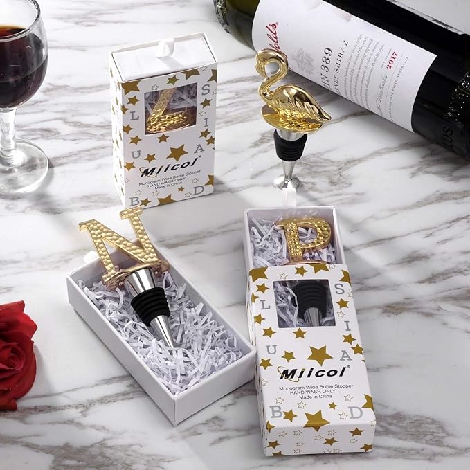 Miicol Wine Bottle Stopper, Prosecco Stopper, Gold Wine Stopper, Personalised Champagne Stopper, Initial Wine Stopper, Funny Prosecco Gift, Wine Lovers Gift, Kitchen Decor, Letter N