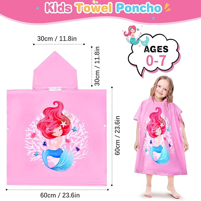 Kids Hooded Beach Towels for Boys Girls, Toddler Soft Absorbent Thickened Microfiber Bath Towel Swim Pool Towels Baby Quick Dry Lightweight Poncho Towel Cover-ups for 0-7 Years Old
