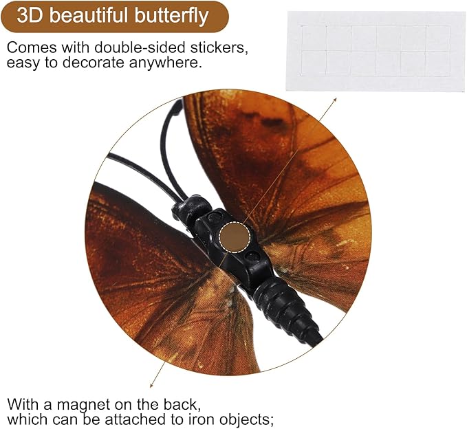 uxcell 120Pcs 3D Beautiful Butterfly Removable DIY Wall Stickers for Bedroom Living Room TV Background Decorations, Brown