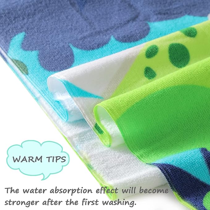 NovForth Kids Beach Towel for Boys Girls, Hooded Bath Towel Wrap, Toddler Pool Towel with Hood