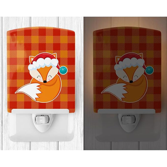 Caroline's Treasures BB9175CNL Christmas Fox #3 Ceramic Night Light Compact, UL-Certified, Ideal for Bedroom, Bathroom, Nursery, Hallway, Kitchen, 6x4x3, Multicolor