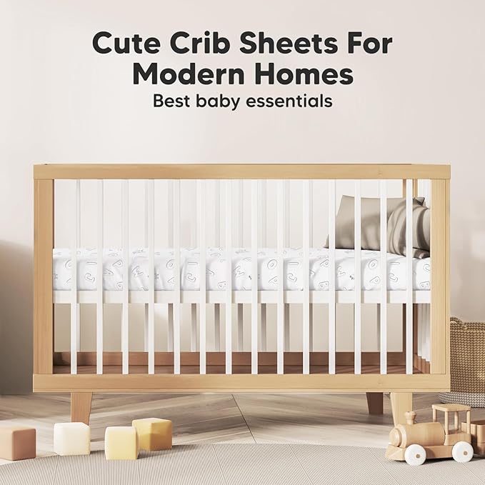 2-Pack Organic Crib Sheets for Boys, Girls - Jersey Fitted Crib Sheet, Baby Crib Sheets Neutral, Crib Mattress Sheet, Cotton Crib Sheets, Breathable Crib Sheet, Baby Mattress Sheets (ABC Land Rose)