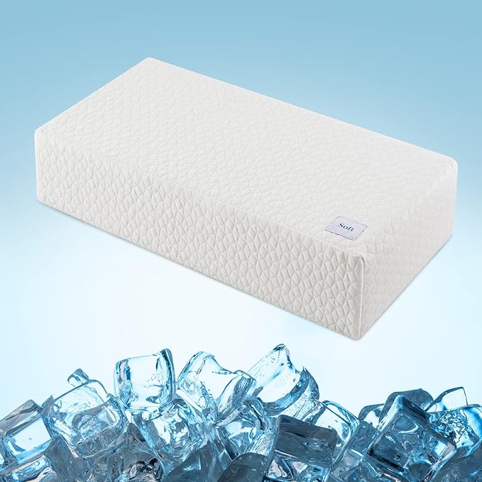 HARBOREST Ice Cube Cooling Pillow for Side Sleepers Memory Foam Side Sleeper Pillow Support Head & Neck for Pain Relief,12"x24"x5"