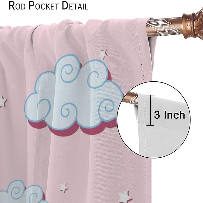 Unicorn Curtain for Kids Bedroom,Pink Cartoon Rainbow Darkening Curtains Decor Sliding Curtains Decorative Curtains for Girls Boys Baby Room,Living Room Decoration 55x63inch