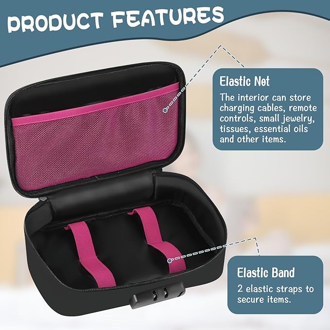 Discreet Lockable Toy Storage Bag, Locking Storage Box Toy Organizer Case Organizer Container with 2 Drawstring Bags, Lock Box Travel Game Bag for Women and Men