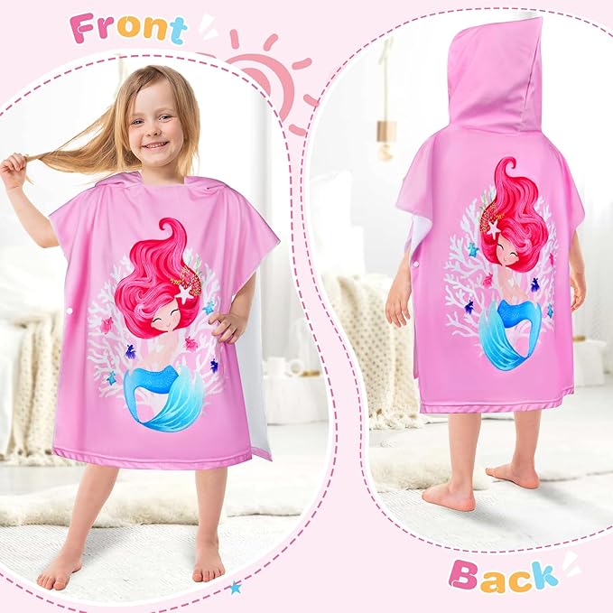 Kids Hooded Beach Towels for Boys Girls, Toddler Soft Absorbent Thickened Microfiber Bath Towel Swim Pool Towels Baby Quick Dry Lightweight Poncho Towel Cover-ups for 0-7 Years Old