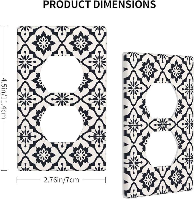 Black And White Duplex Electrical Outlet Funny Plastic Wall Plate Decorative Light Switch Cover For Women Girls Bedroom Kitchen Living Room