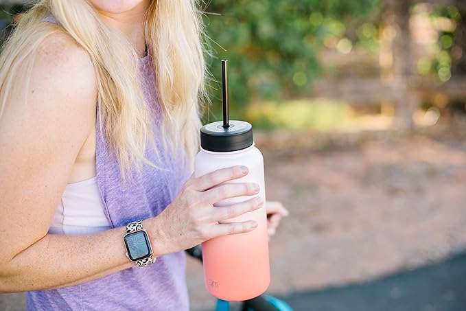 Simple Modern Wide Mouth Lid Leak Proof Straw Chug Handle Flip Fits Summit Water Bottles and Hydro Flask, Tumbler Style, Winter White