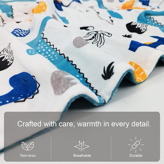 Baby Blanket for Boys Girls (DinosaursPrinted, 30"x40") with Double Layer Dotted Backing Soft Plush Minky Blanket for Toddlers Newborn