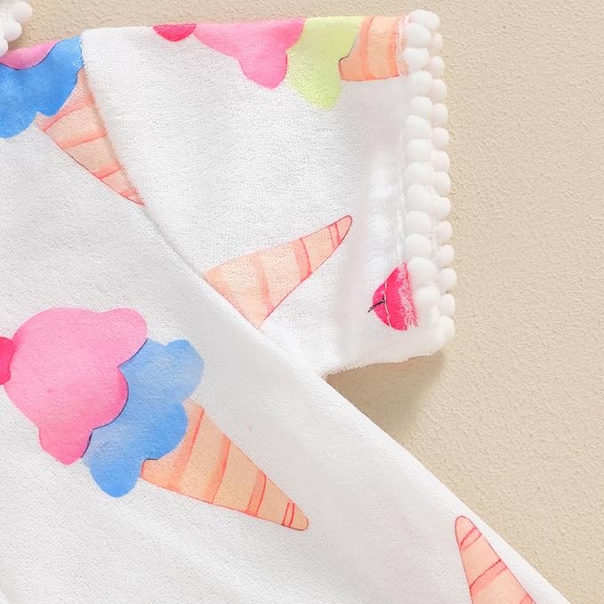 Toddler Beach Towel with Hood Kids Waffle Swim Cover Up Bath Towel Surf Poncho Boys Girls Hooded Beach Towel (White Ice Cream, 3-4 Years)