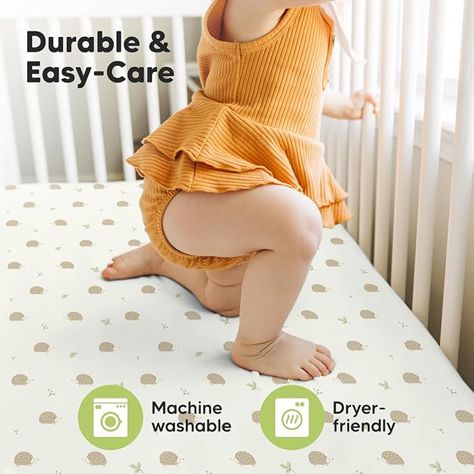 2-Pack Crib Sheets for Boys,Girls - Viscose Derived from Bamboo Fitted Crib Sheet, Organic Baby Crib Sheets, Crib Mattress Sheet,Toddler Bed Sheets,Baby Sheets for Crib Fitted Sheets(Nibbles/Bruce)