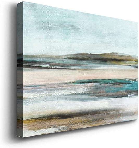 Renditions Gallery Canvas Nature Wall Art Modern Paintings & Prints Decorations Blurred Sandy Beach Abstract Vibrant Coastal Wall Hanging Artwork for Bedroom Office Kitchen - 12"x18" LT33