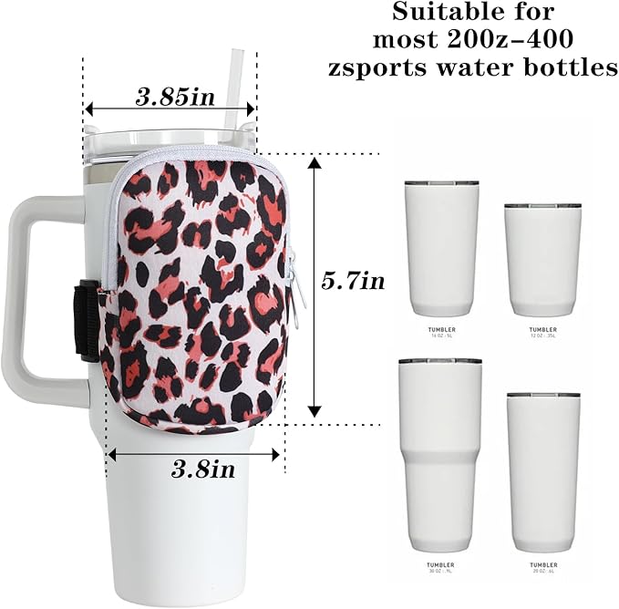 Set of 2 Water Bottle Pouch for Stanley Accessories 40 oz & 20oz 30oz,Compatible with Kinds of Tumbler,Gym Tumbler Cup for Women Storage Sleeve Pocket for Walking, Running, Sports