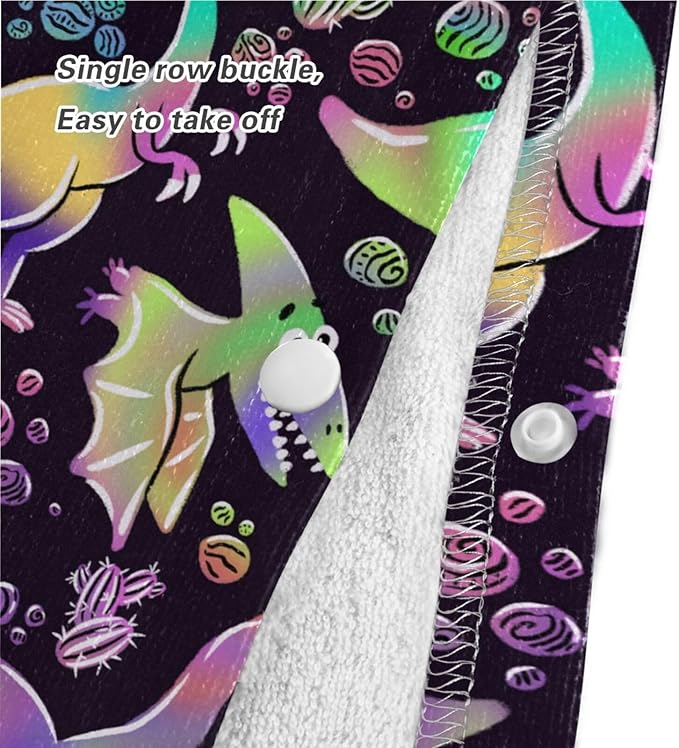 senya Kids Beach Towel, Rainbow Dinosaurs Hooded Bath Pool Beach Towel Wrap Cover-ups Beach Poncho for Boys Girls