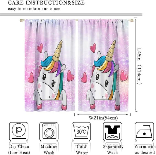 Kids Unicorn Curtains Kids Girls Boys Rainbow Unicorn Pattern Blackout Curtains Bedroom Curtains 42x45 Inches 2 Panels