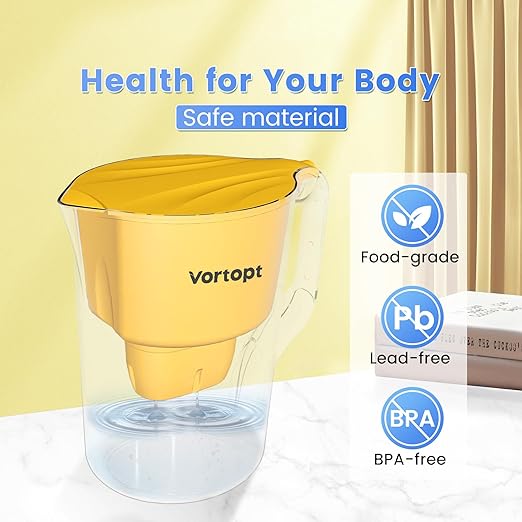 Water Filter Pitcher - 15-Cup Water Purifier Pitcher for Improved Tap Water Taste, Reduces Chlorine and Lead, 3 Months Lifetime, BPA Free,L1-Yellow(1 Filter Included)