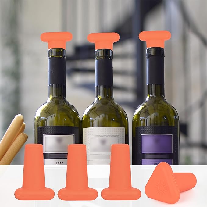 Wine Stoppers,Set of 4 Silicone Corks - Uncork,Heavy-Duty for all Bottles