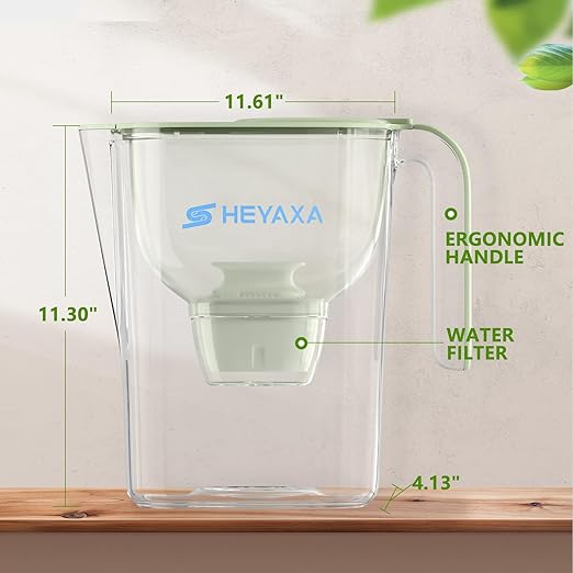 Water Filter Pitchers for Tap and Drinking Water, 10-Cup Capacity, BPA Free, Removes Chlorine, Lead, Forver Chemicals (Green)