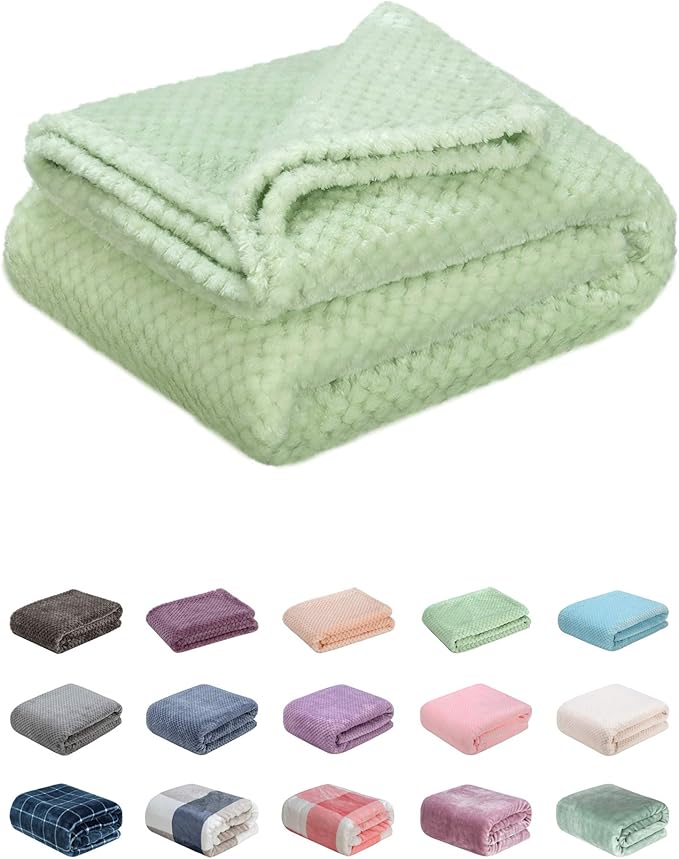 Fuzzy Throw Blanket, Plush Fleece Blankets for Adults, Toddler, Boys and Girls, Warm Soft Blankets and Throws for Bed, Couch, Sofa, Travel and Outdoor, Camping (40Wx60L, M-Pastel Green)