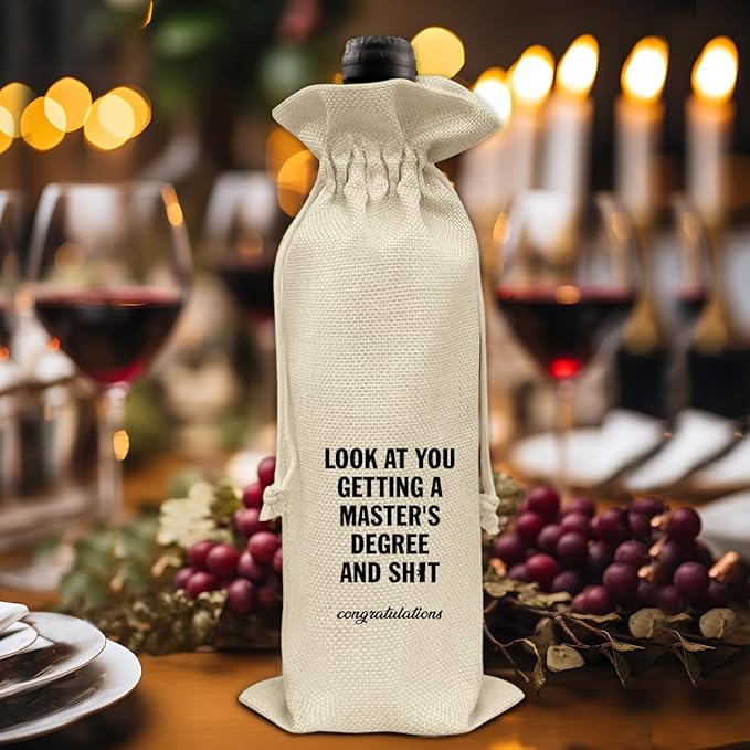 HOIJAUMAI Masters Degree Graduation Gifts Masters Graduation Gift Graduation Wine Bag Master's Degree Wine Gift Bags