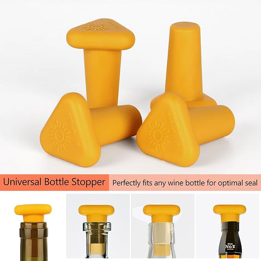 Wine Stoppers,Set of 4 Silicone Corks - Uncork,Heavy-Duty for all Bottles