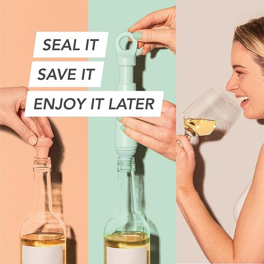 Vacu Vin Wine Saver Vacuum Reusable Stoppers - Set of 4 - Designed and Made in the Europe - Keep Wine Fresh for Up to a Week with Airtight Seal - Compatible with Vacu Vin Wine Saver Pump