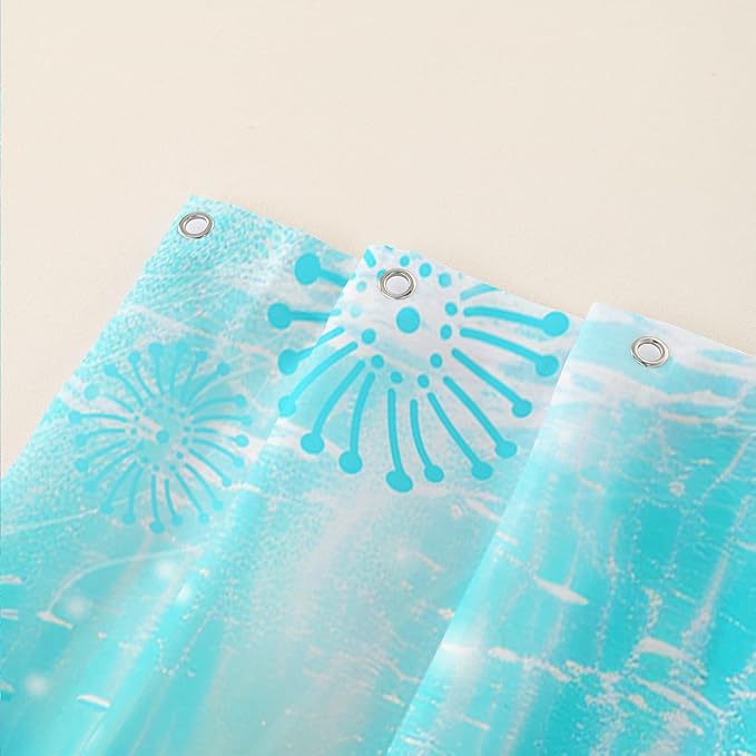 AILONEN Cute Axolotl Kids Shower Curtain for Bathroom,Blue Ocean Jellyfish Coral Print Bath Curtain 72" W*72" H,Girls Boys Kawaii Salamander Decorative Waterproof with 12 Plastic Hooks