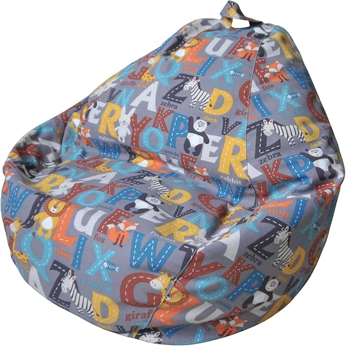 YuppieLife Kids Animal Storage Bean Bag Cover (No Filling) Extra Large stuff'n Sit|Toy Organizer|Carrying Handle|Available for Kids and Teenager|Cuddle Chair(27“,Letter)