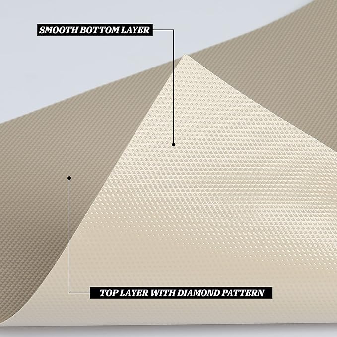 Kitchen Shelf Liner Drawer Liners, Non-Adhesive Refrigerator Liners Waterproof Fridge Mats with Strong Durable Kitchen Cabinets Mat for Drawers, Shelves, Pantry Khaki