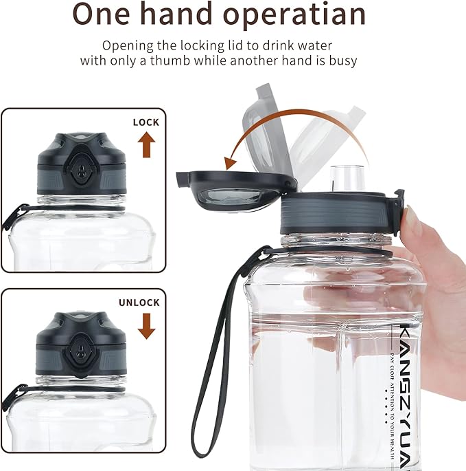 Mini Gallon Kids Water Bottle - 23oz, Small Durable for School, BPA-Free, Tritan, Leak-Proof, Wide-Mouth, Sports, & Outdoors - Designs for Boys & Girls (White)