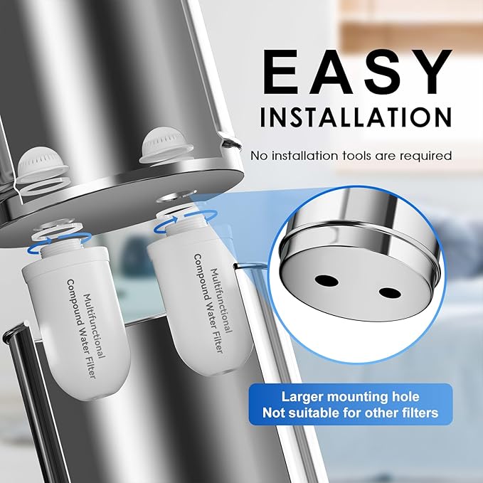 Purewell 2 Pack K8010 Multifunctional Compound Filter Elements, Replacement Filters for Purewell Upgraded PW-FH/PW-FH-CF/PW-FH-FT Gravity Water Filter System