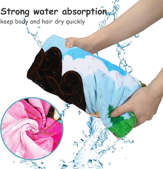 Catalonia Princess Hooded Bath Towel for 2 to 6 Years Girl, 100% Cotton Water Absorption Beach Poncho Swim Changing Robe, Sand Proof