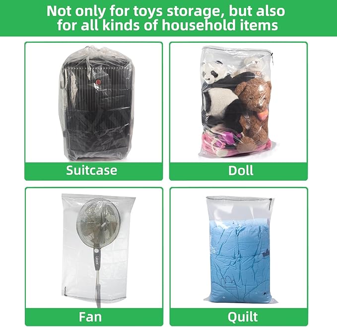 Toy Storage Bags, 10Pcs Reusable Mesh Bags and 2Pcs Large Clear Toy Storage Bags with Drawstring, Toy Organizer Bags for Kids Puzzle Building Blocks Balls and Dolls, Produce Bags for Fruits, Vegetable