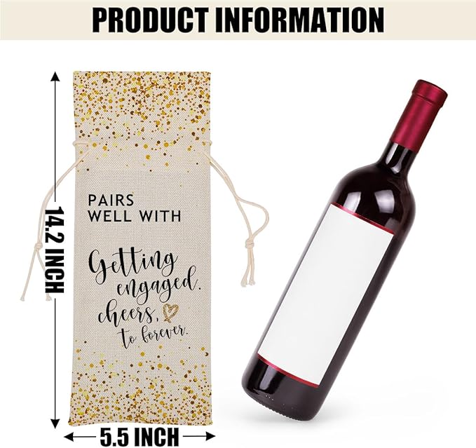 Engagement Gifts for Couples Bridal Shower Gifts Wine Bag Bachelorette Gifts for Bride Fiance Gifts for Women Men Friend Bachelorette Party Mrs Gifts Wine Bags