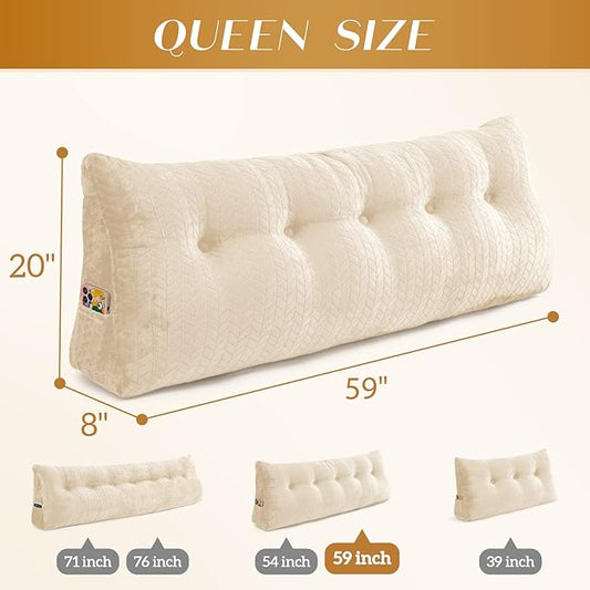 Triangular Wedge Headboard Pillow Large Bolster Bed Rest Reading Pillow Backrest Positioning Support Bolster Cushion with Removable Cover