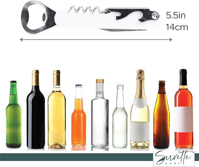 Waiter Corkscrew and Beer Bottle Opener Multifunction Tool (White)